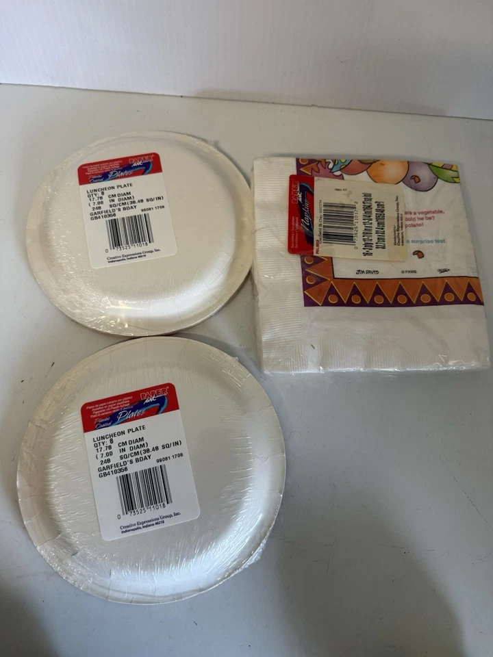 De colección Garfield Jim Davis Cumpleaños 7” Fiesta Postre 8 Platos Sellados y Servilletas Foto 4 de 4