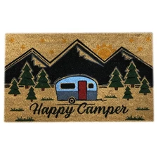 Rivers Edge Products 30" x 18" Coir Welcome Door Mat, Slip-Resistant, Happy
