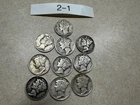 Lot of 10 Mercury Dimes 90% Silver - Various Dates