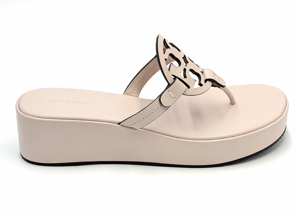 TORY BURCH MILLER WEDGE SANDAL 25MM SOFT PINK CALF LEATHER SZ US 10 NIB* - Image 2 of 4