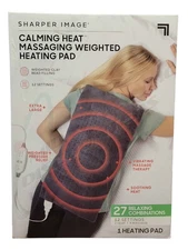 Sharper Image Calming Heat Massaging Weighted Heating Pad 12 Settings 24" x 12"