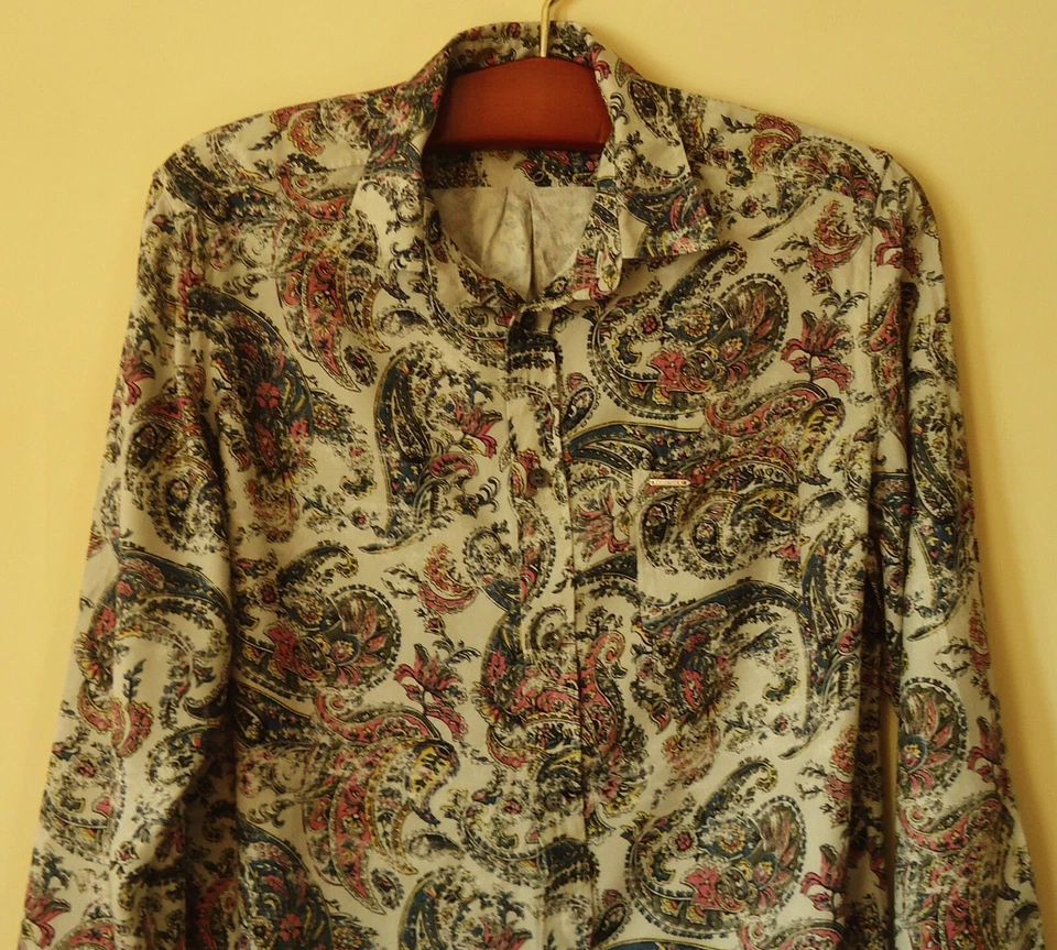 Diesel talla L Slim Satén Viscosa Hombres Camisas Hawaianas Multicolor NUEVO - Imagen 3 de 4