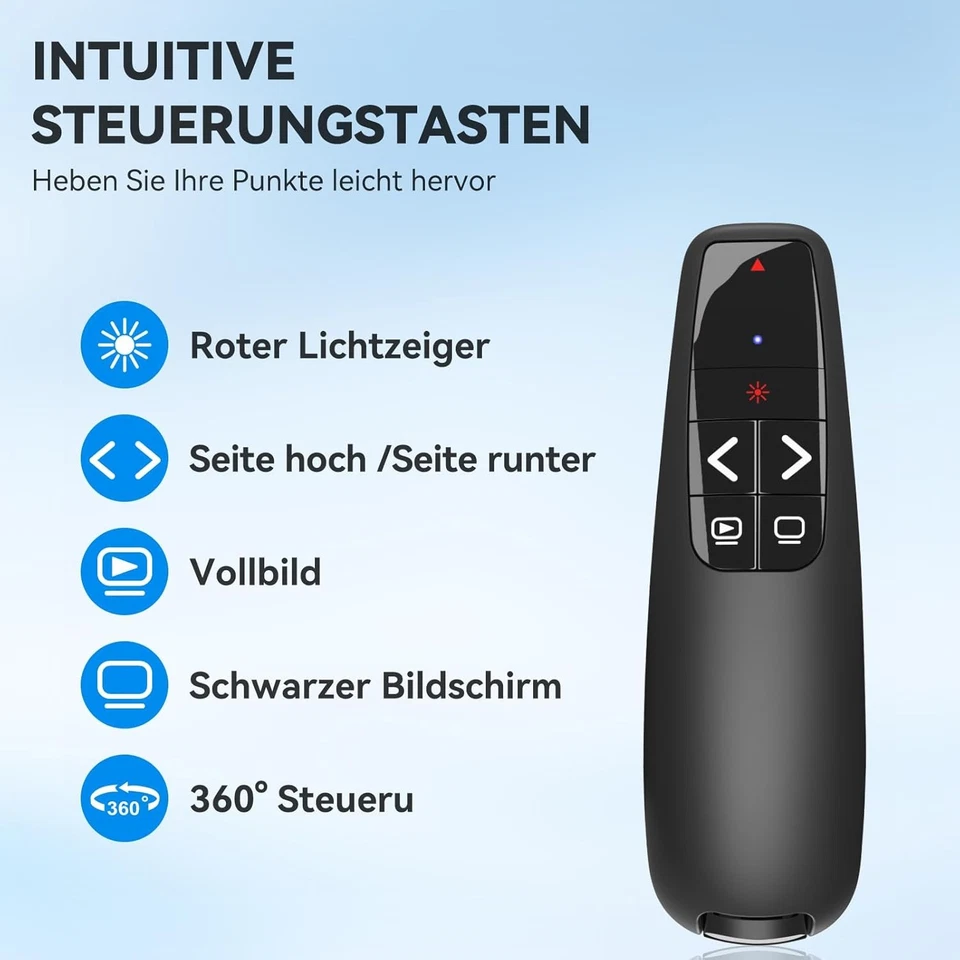 [2 in 1 USB C] Presenter, kabelloser Präsentationsfernbedienung, Pointer für - Bild 2 von 4