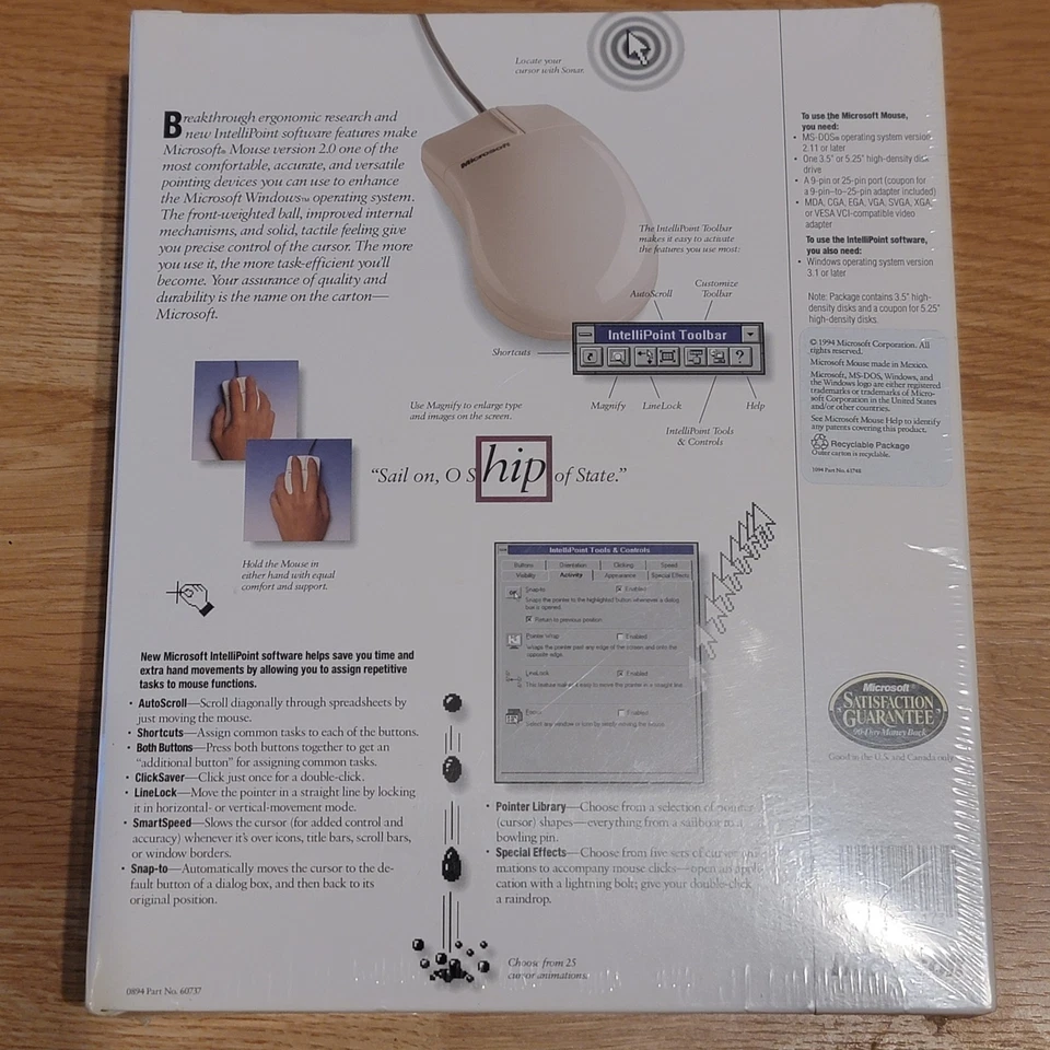 Vintage Microsoft Mouse (Serial) with IntelliPoint - New/Unopened/Sealed - Image 2 of 4