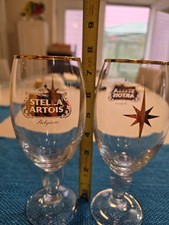 Pair Stella Artois Limited Edition Holiday Chalice Beer Glasses 33cl