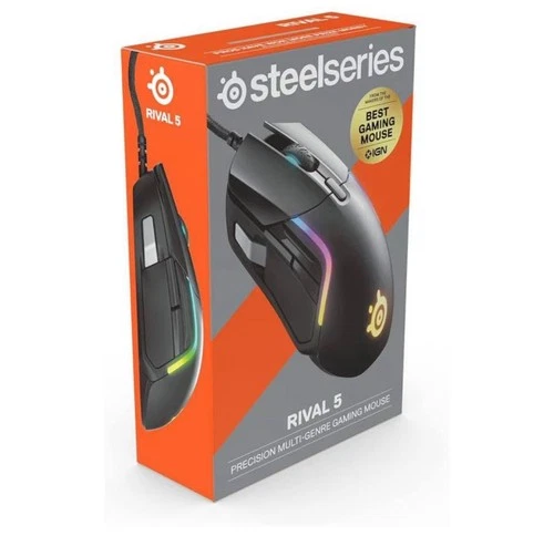 SteelSeries Rival 5 Wired RGB Optical Gaming Mouse – Matte Black | NEW Sealed