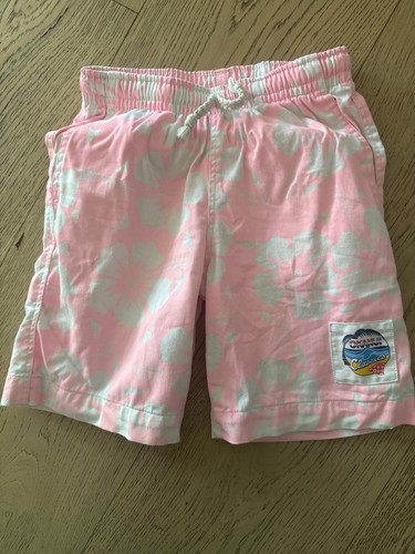 Okanui Classics Hibiscus Pink Swim Shorts Board Shorts Size 10 100% Cotton