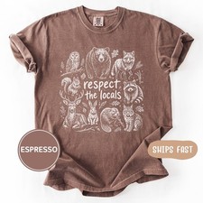 Wildlife Graphic Tee Nature Lover Respect The Locals Vintage Style Men  Women
