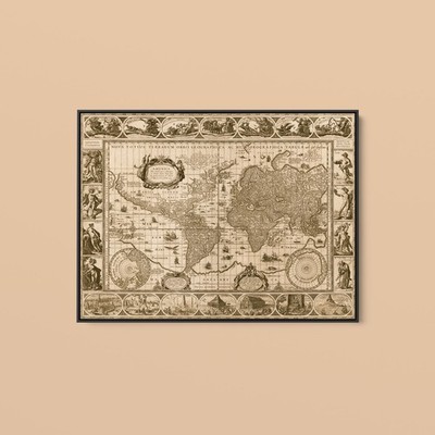 Vintage Maps - World Map - Art Print on Paper or Canvas