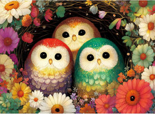 300 Large Pieces Puzzles for Adults Kids,Colorful Owl Bird Nature Puzzle