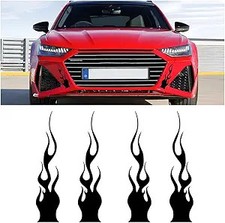 4PCS Flame Reflective Stickers, 5.9" Universal Waterproof Decals Color: Black
