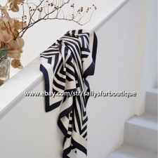 Sallys Boutique 16 Momme Twill Silk Wrap Scarf Stripes Print Square Shawl 35"