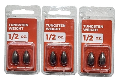 3 - 2 pak unpainted tungsten carolina rig flipping wt. 1/2oz insert free sinker