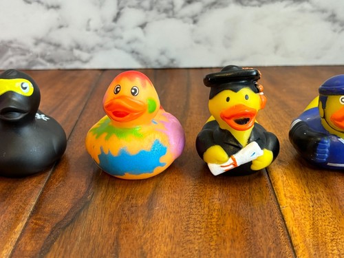 Set of 8 Mixed Brands Rincho Etc Rubber Ducks Duckies Multicolored - Picture 3 of 15