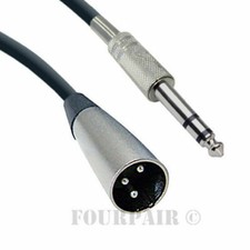 10ft XLR 3-Pin Male to 1/4" Stereo Plug Shielded Microphone Mic Cable Cord TRS