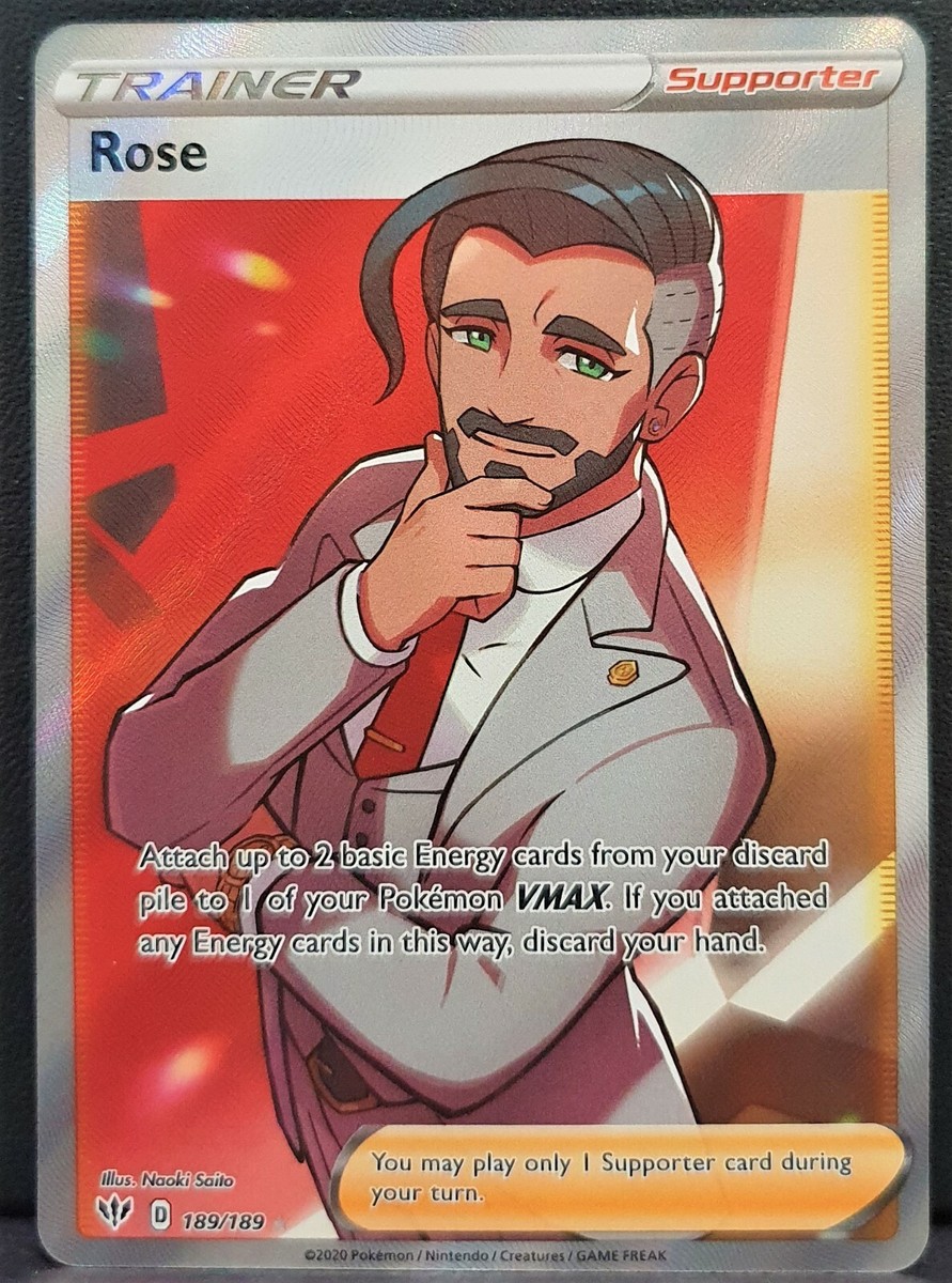 Pokemon Card Rose 189/189 Ultra Rare Darkness Ablaze Full Art SWSH