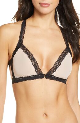 Natori 269287 Speechless Front Close Bralette Bra Black Size Medium