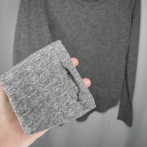 Feel The Piece Terre Jacobs Top Women Small Gray Long Thumbhole Sleeve Round Hem - Picture 3 of 7