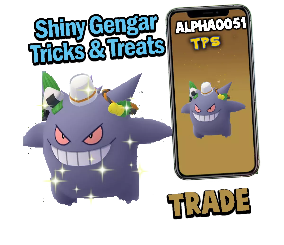 Pokemon Shiny Gengar Trick or Treat Registered Trade or Ultrafriend