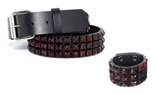 95600 Unisex Halloween Vampire Red Splatter Studded Punk Black Belt w/Cuff