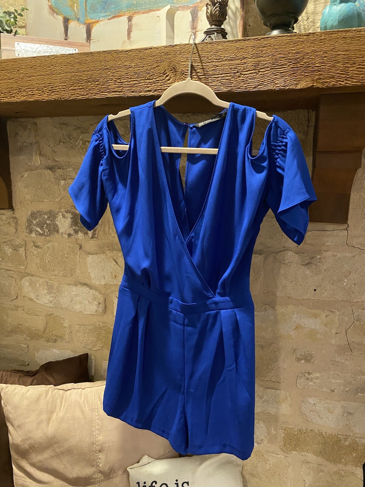 Zara Basic Romper Cold Shoulder Vibrant Blue Size… - image 1