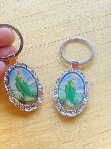 12 Pc San Judas Keychain Favors Baptism Recuerdos St Jude Tadeo Llavero Comunión - 第 3/9 張圖片