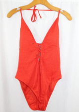 NWT Lucky Brand 138 Womens Fiesta Orange Golden Wave One Piece Swimsuit L