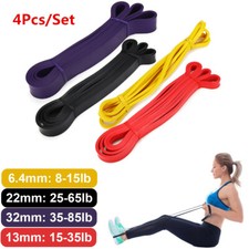 Resistance Bands 4 Loop Set Strength Fitness Leg Exercise Yoga Workout Pull Up