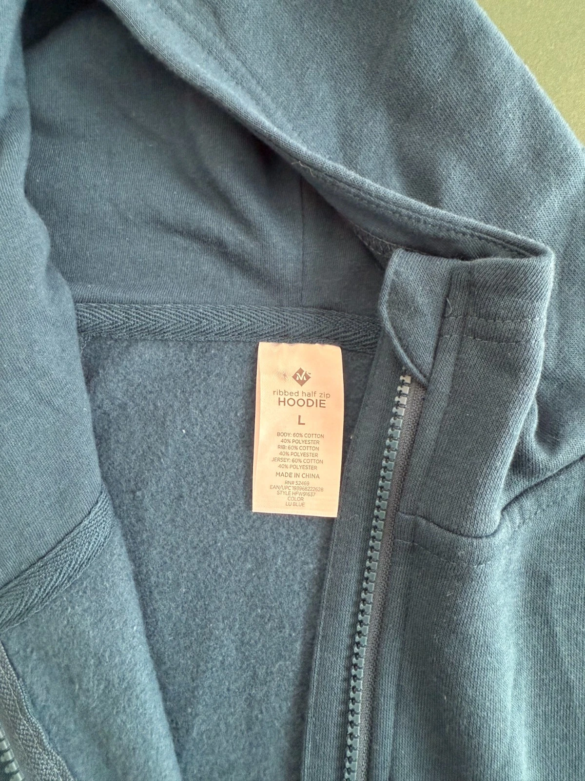 VETEMENTS Felpa con cappuccio mezza zip a costine Member's Mark DONNA ottime condizioni lu blu taglia Large