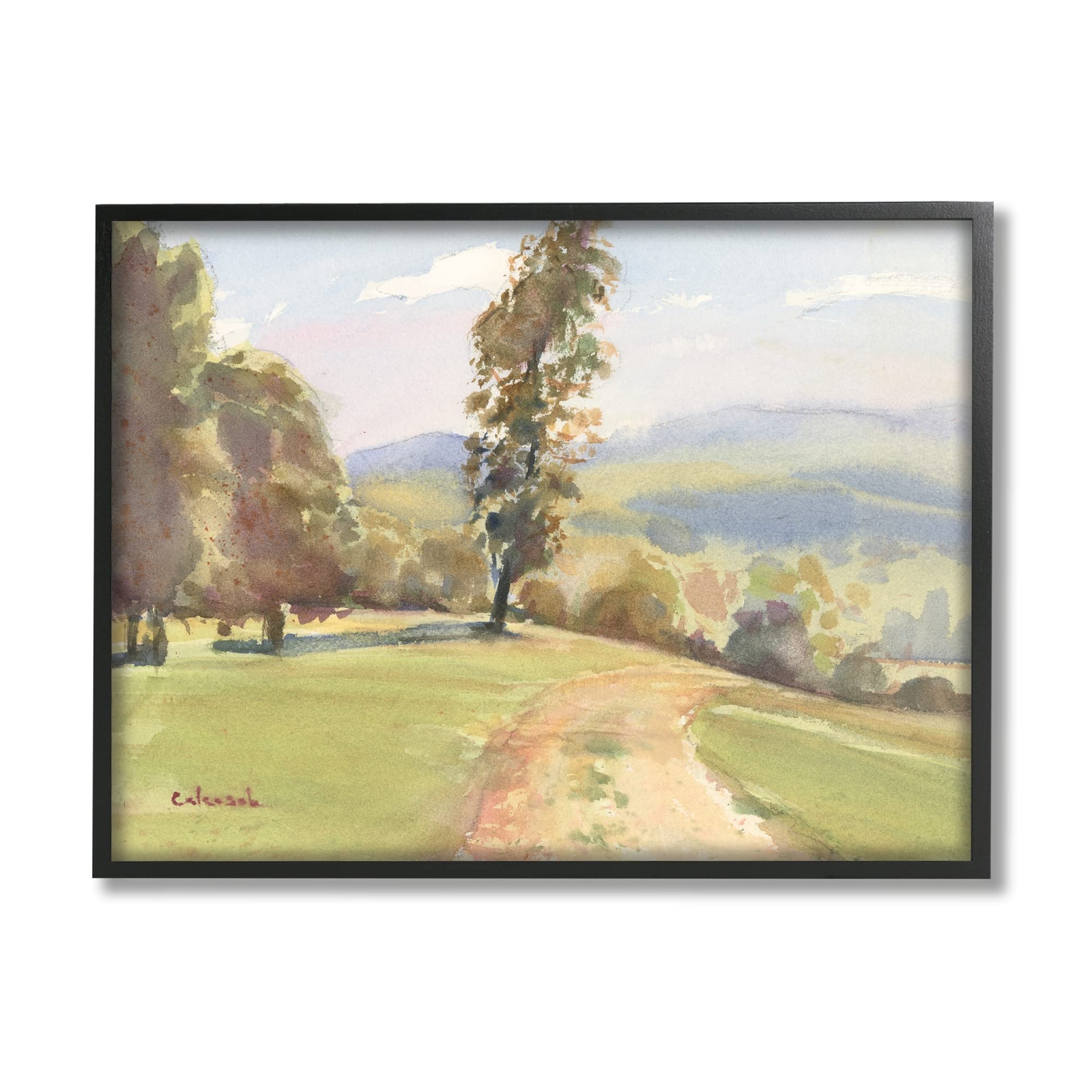 Downhill Rural Country Landscape Impressionist Foliage Artwork by St