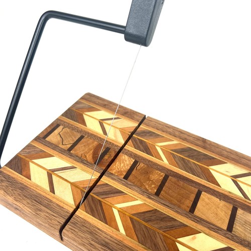 Hand Crafted Mixed Wood Woodwork Wire Cheese Cutting Board - Beautiful Gift! - Picture 8 of 8