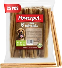 Powerpet- All Natural Bully Sticks Steer "Thin" 6inch-BRC CERTIFIED