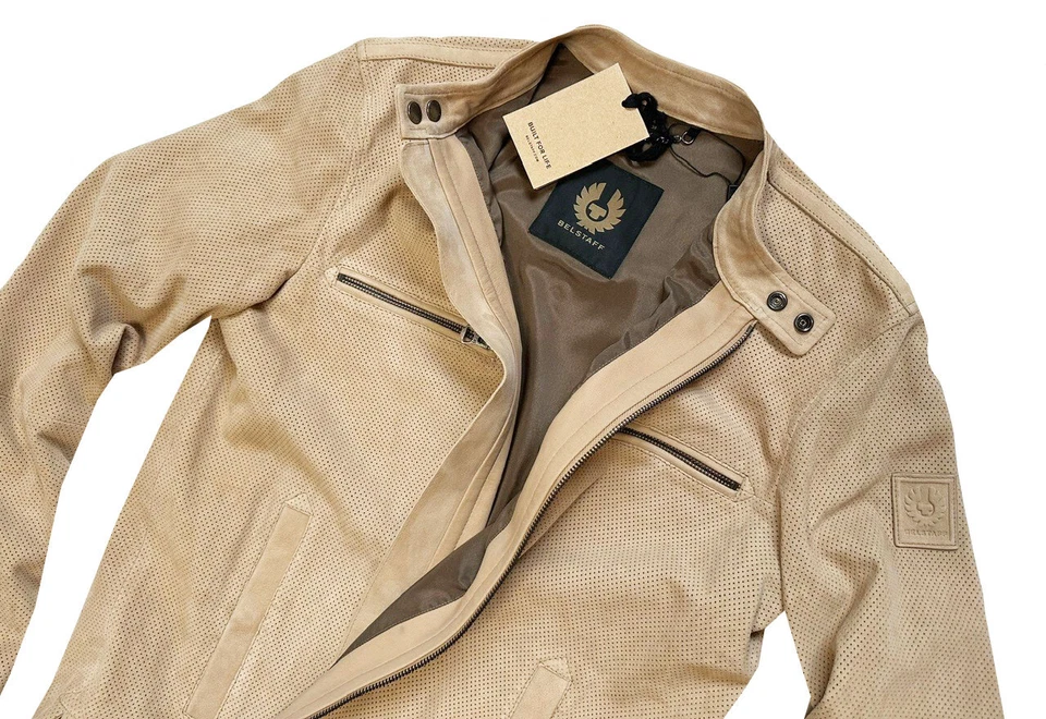 BELSTAFF PERFORATED DARK SANDSTONE LEATHER JACKET BNWT RARE Sz: M UK/US38/IT48 - Image 3 of 4