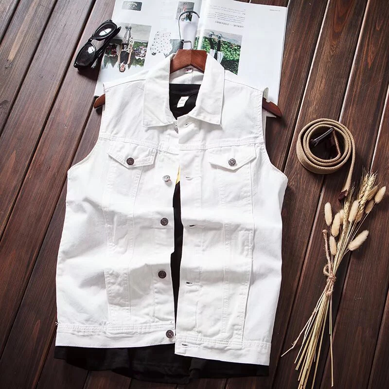 Men Vest Jacket Coat Denim Sleeveless Waistcoat Casual Autumn Jean