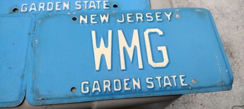 (SET OF 2 + 1) Vintage WMG-2 New Jersey Garden State Blue w/ White Letter Plates - Picture 4 of 5