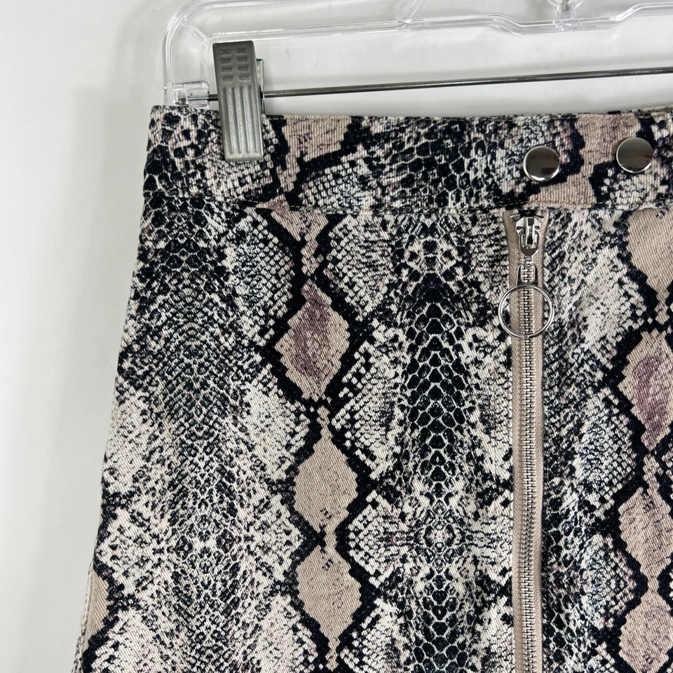 Altar'd State Skirt Women's Small Above Knee Full Zip Snake Print Denim Stretch - Image 2 of 4