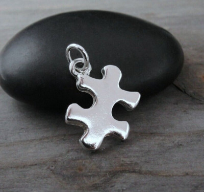 Silver Puzzle Piece Charm - Jigsaw Puzzle Charm - Autism Awareness Charm Pendant