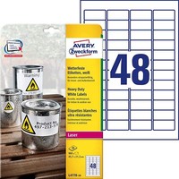 Avery Zweckform L4778-20 Wetterfeste Folienetiketten (45,7X21,2 Mm Auf Din A4, E