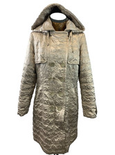 Libra Trench Coat Mac Jacket 16 Cream Gold Crinkle Detached Hood Formal Weighted