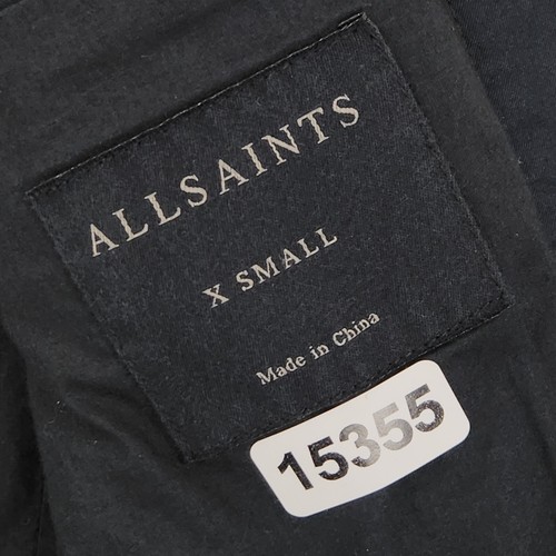 Chaqueta All Saints Para Hombre Extra Pequeña Lavada Negra Combustible Blazer Cinco Botones Informal - Imagen 8 de 11