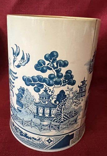 Barattolo e piatto latta metallo motivo salice blu pagode teal chinoiserie - Foto 5 di 16