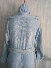  Versace Dressing Gown Bathrobe Hooded Belt XL Light Blue Boxed Medusa Unisex 