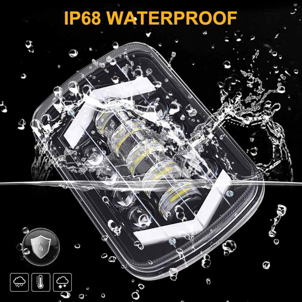 Pair 5x7,7x6INCH LED Headlight DRL Halo Hi-Lo Beam Fit For Jeep Cherokee XJ YJ - Image 3 of 4