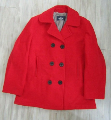 Red Wool Peacoat Winter Jacket 
