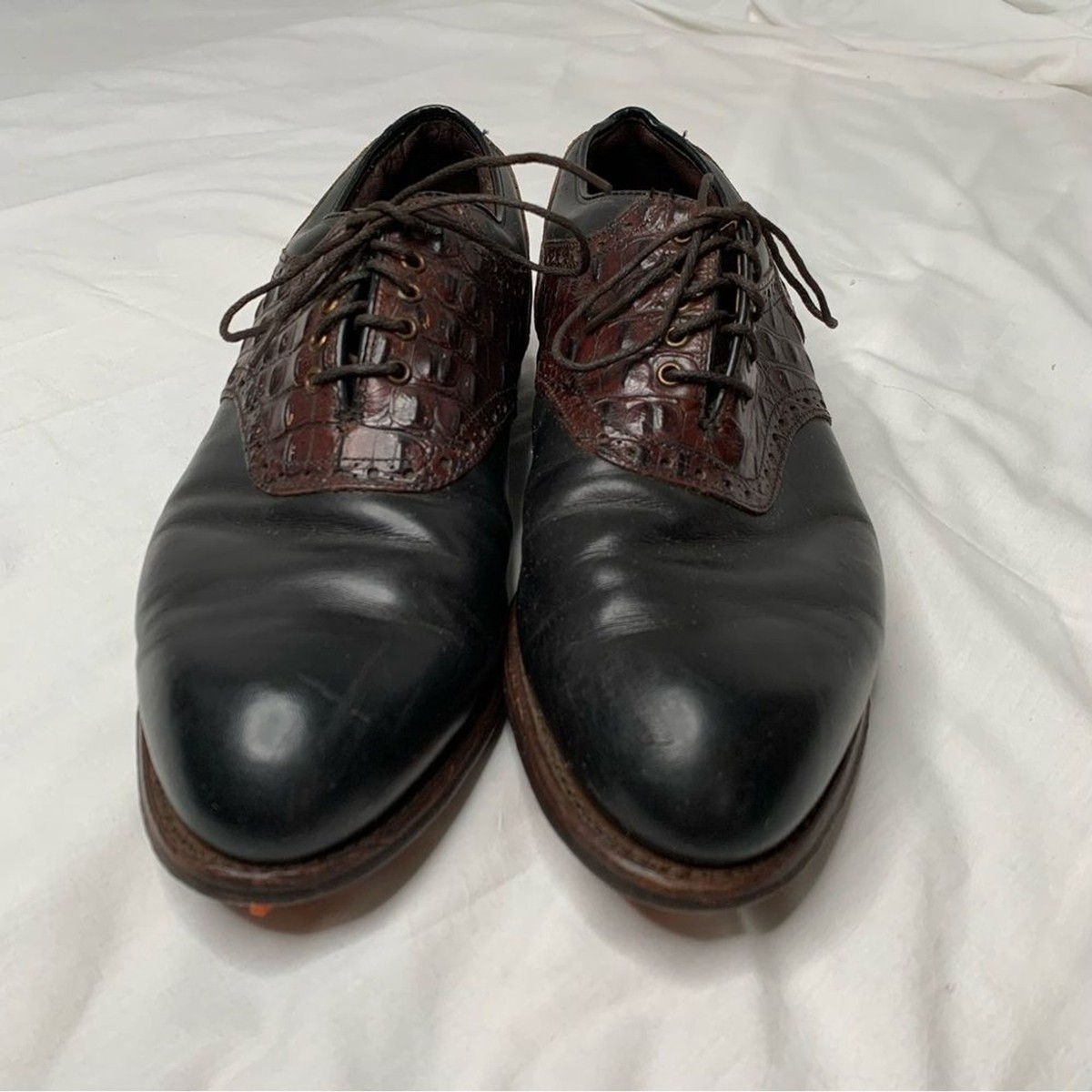 FootJoy Classics Size 11 Black Croc Saddle Golf Shoes VTG FootJoy Classics Size 11 Black Croc Saddle | Mercari main image 2