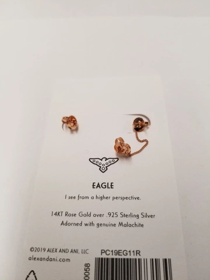 Pendientes Alex And Ani Tres Piezas Chapados en Oro Rosa 14k Plata Águila Foto 2 de 4