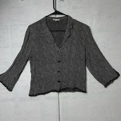 un1deux2trois3 Women s Button Down blouse black white 100% viscoes