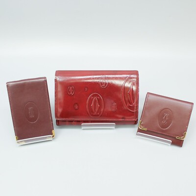 CARTIER les must de Cartier Leather Bifold Wallet Coin Case