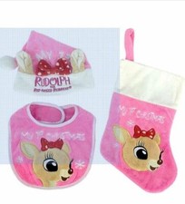 Baby's First Christmas Holiday Rudolph The Red Nosed Reindeer Clarice 3 pc Set