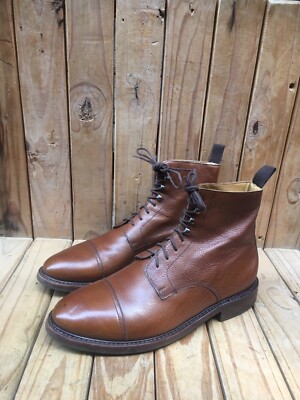 Herring shoes scotch grains brown Men's cap toe leather boots size